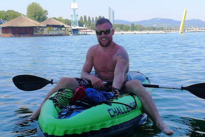 Small-Group Guided Kayak Tour of Vienna - Paddling in front-row view of Austria’s tallest building
