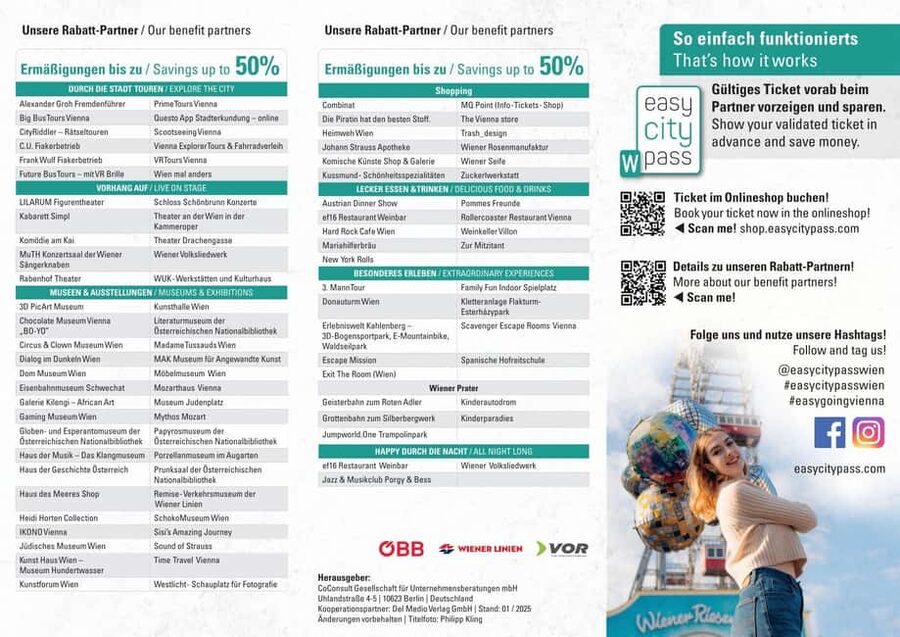 Vienna: EasyCityPass | City Card | Bus Metro Tram | Savings - A smart 3-day Vienna plan using partner stops and unlimited rides